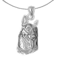 Sterling Silver German Shepard - Dog Pendant (Rhodium or Yellow Gold-plated)