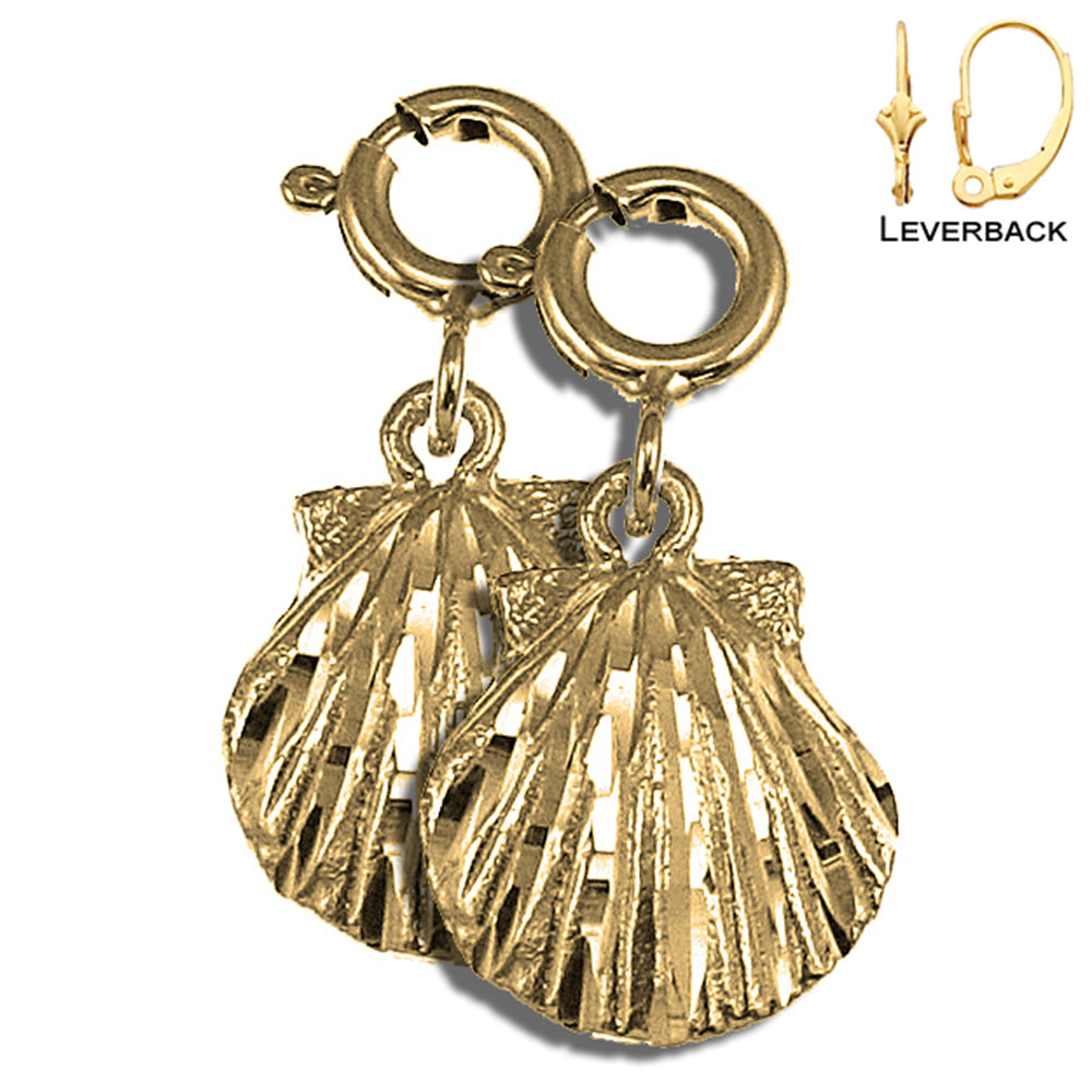 14K or 18K Gold 14mm Shell Earrings