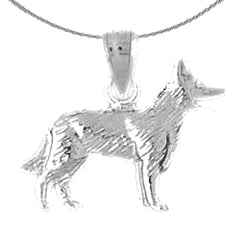 Sterling Silver German Shepard - Dog Pendant (Rhodium or Yellow Gold-plated)
