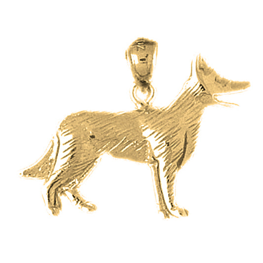 Yellow Gold-plated Silver German Shepard - Dog Pendant