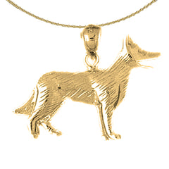 Sterling Silver German Shepard - Dog Pendant (Rhodium or Yellow Gold-plated)