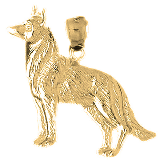 Yellow Gold-plated Silver German Shepard - Dog Pendant