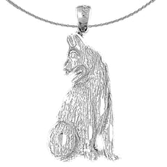 Sterling Silver German Shepard - Dog Pendant (Rhodium or Yellow Gold-plated)