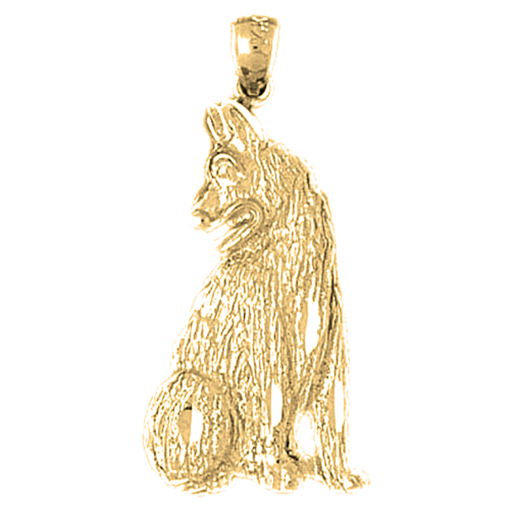 Yellow Gold-plated Silver German Shepard - Dog Pendant