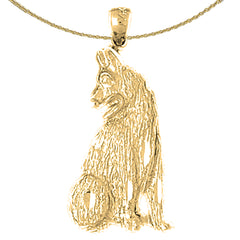 Sterling Silver German Shepard - Dog Pendant (Rhodium or Yellow Gold-plated)