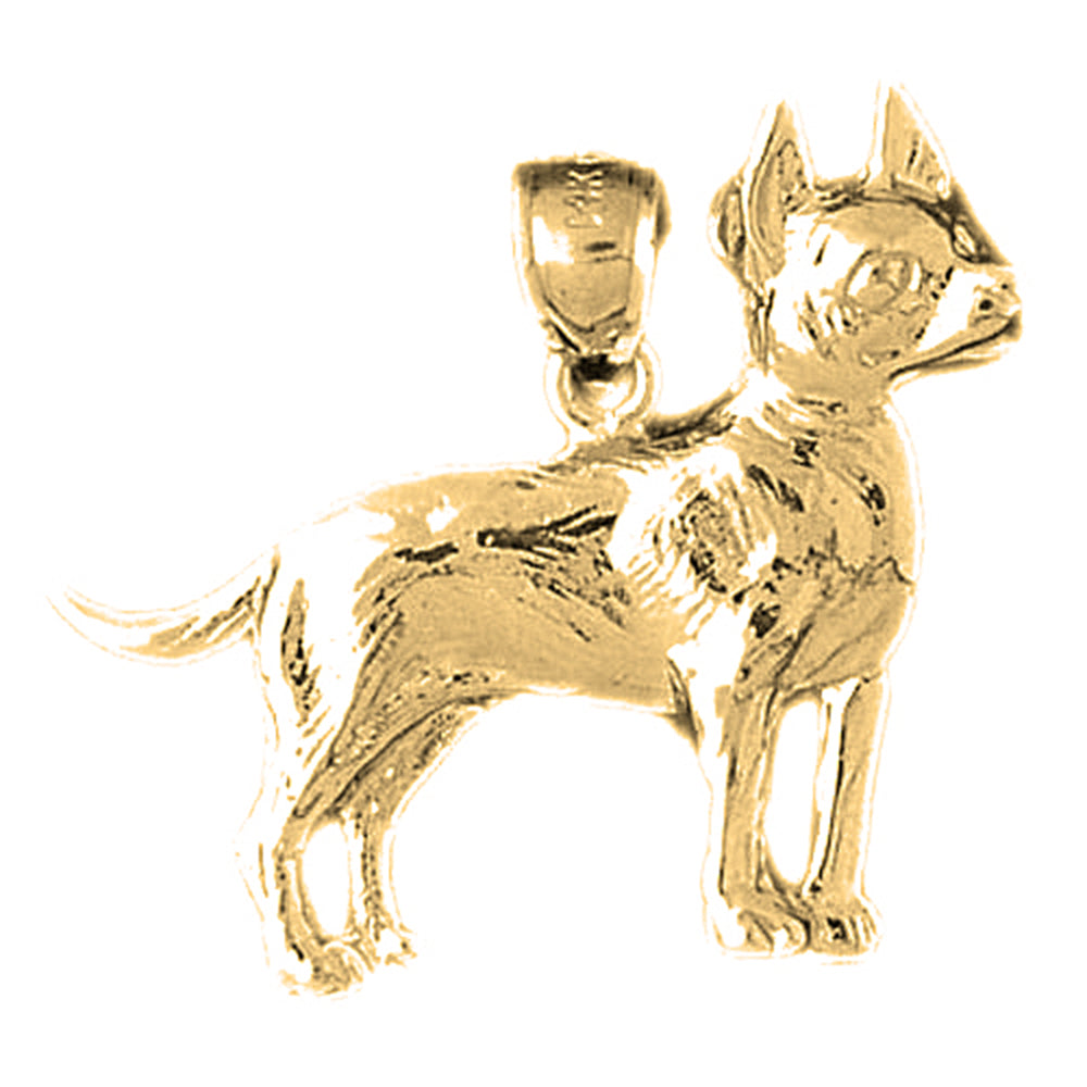 Yellow Gold-plated Silver Chihuahua Dog Pendant
