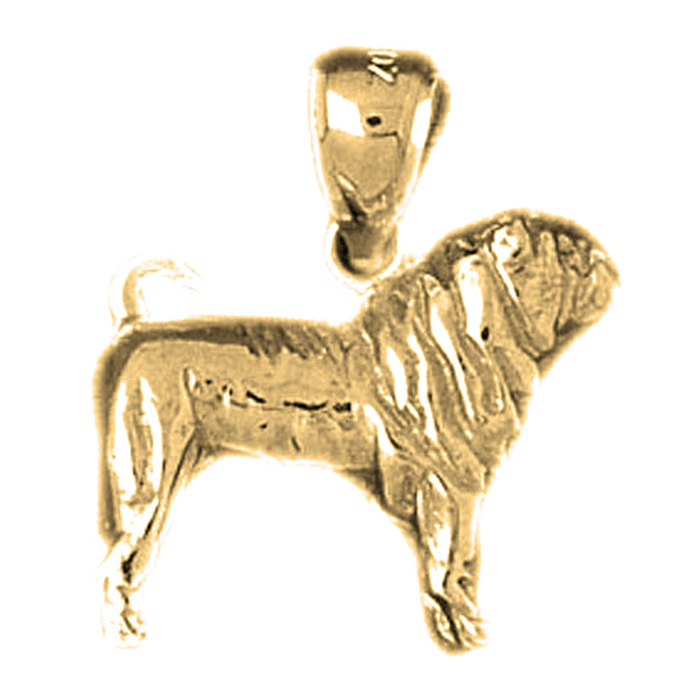 Yellow Gold-plated Silver Dog Pendant