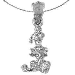 Sterling Silver Poodle Dog Pendant (Rhodium or Yellow Gold-plated)