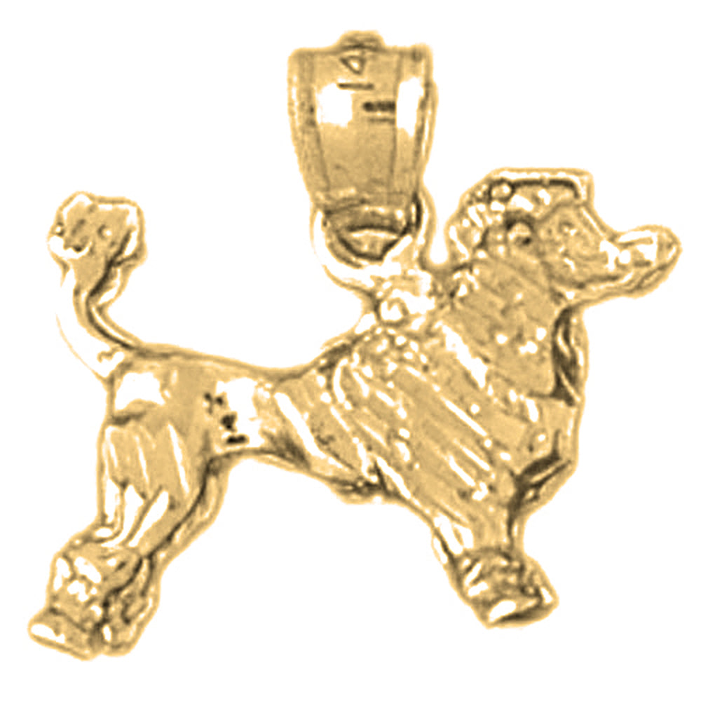 Yellow Gold-plated Silver Poodle Dog Pendant