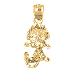 Yellow Gold-plated Silver Poodle Dog Pendant