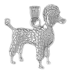 Colgante de perro caniche de plata de ley (bañado en rodio o oro amarillo)