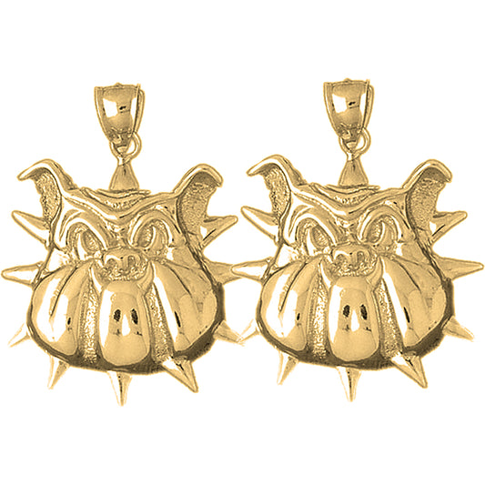 Yellow Gold-plated Silver 38mm Bulldog Earrings