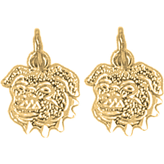 Yellow Gold-plated Silver 13mm Bulldog Earrings