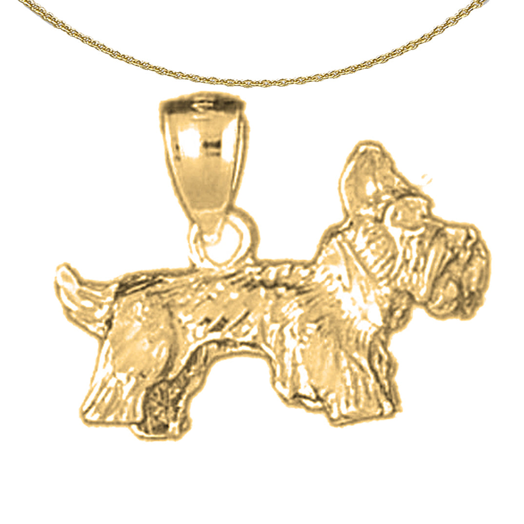 Sterling Silver Terrier Dog Pendant (Rhodium or Yellow Gold-plated)