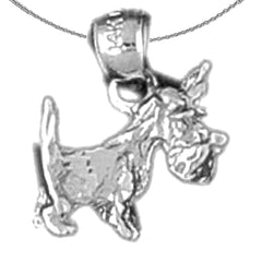 Colgante de perro Terrier de plata de ley (bañado en rodio o oro amarillo)