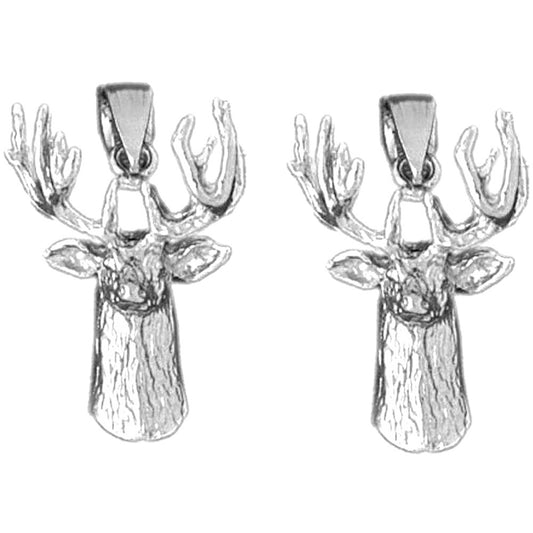 Sterling Silver 26mm Deer Earrings