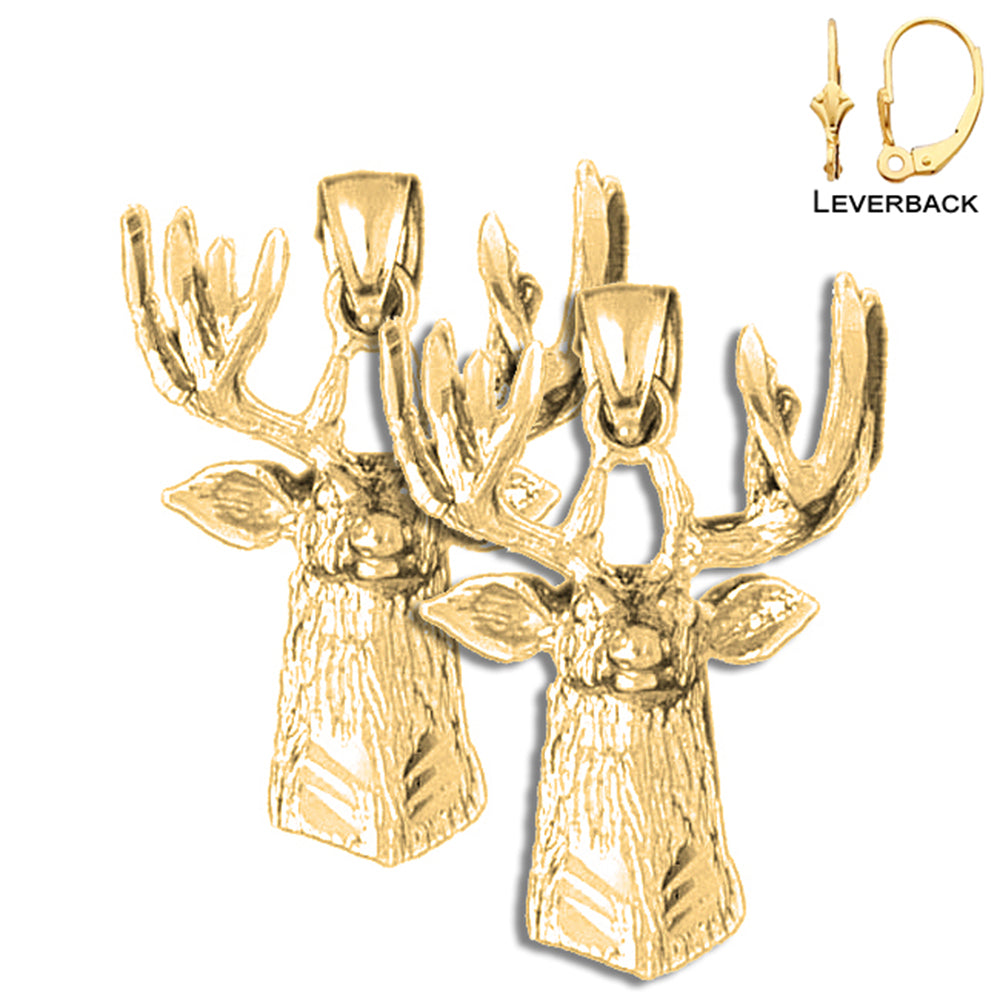 14K or 18K Gold 33mm Deer Earrings