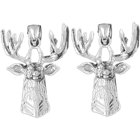 Sterling Silver 33mm Deer Earrings