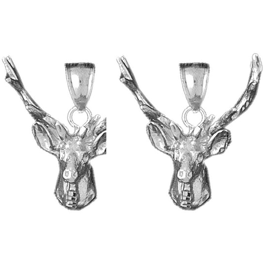 Sterling Silver 29mm Deer Earrings