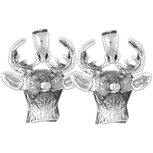 Sterling Silver 21mm Deer Earrings