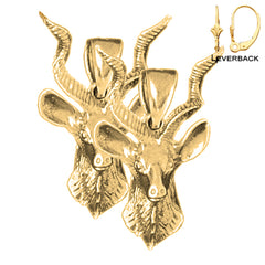 14K or 18K Gold 29mm Deer Earrings