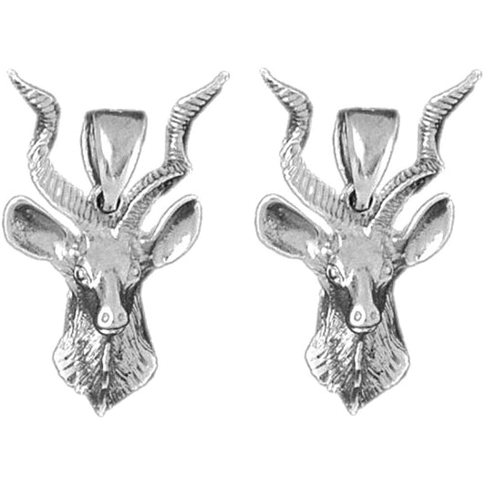 Sterling Silver 29mm Deer Earrings