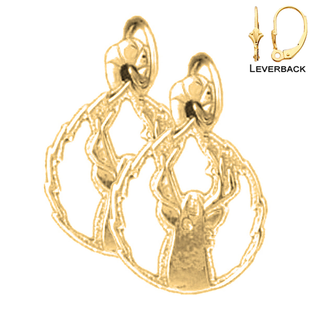 14K or 18K Gold 20mm Deer Earrings