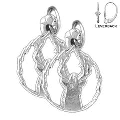 Sterling Silver 20mm Deer Earrings (White or Yellow Gold Plated)