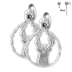 Sterling Silver 20mm Deer Earrings (White or Yellow Gold Plated)