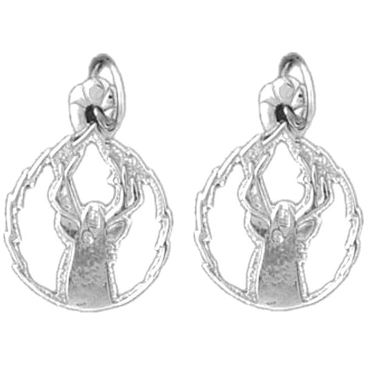 Sterling Silver 20mm Deer Earrings