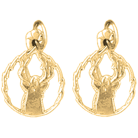 Yellow Gold-plated Silver 20mm Deer Earrings