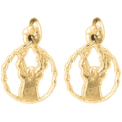 Yellow Gold-plated Silver 20mm Deer Earrings