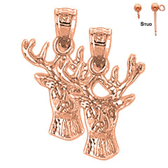14K or 18K Gold 21mm Deer Earrings