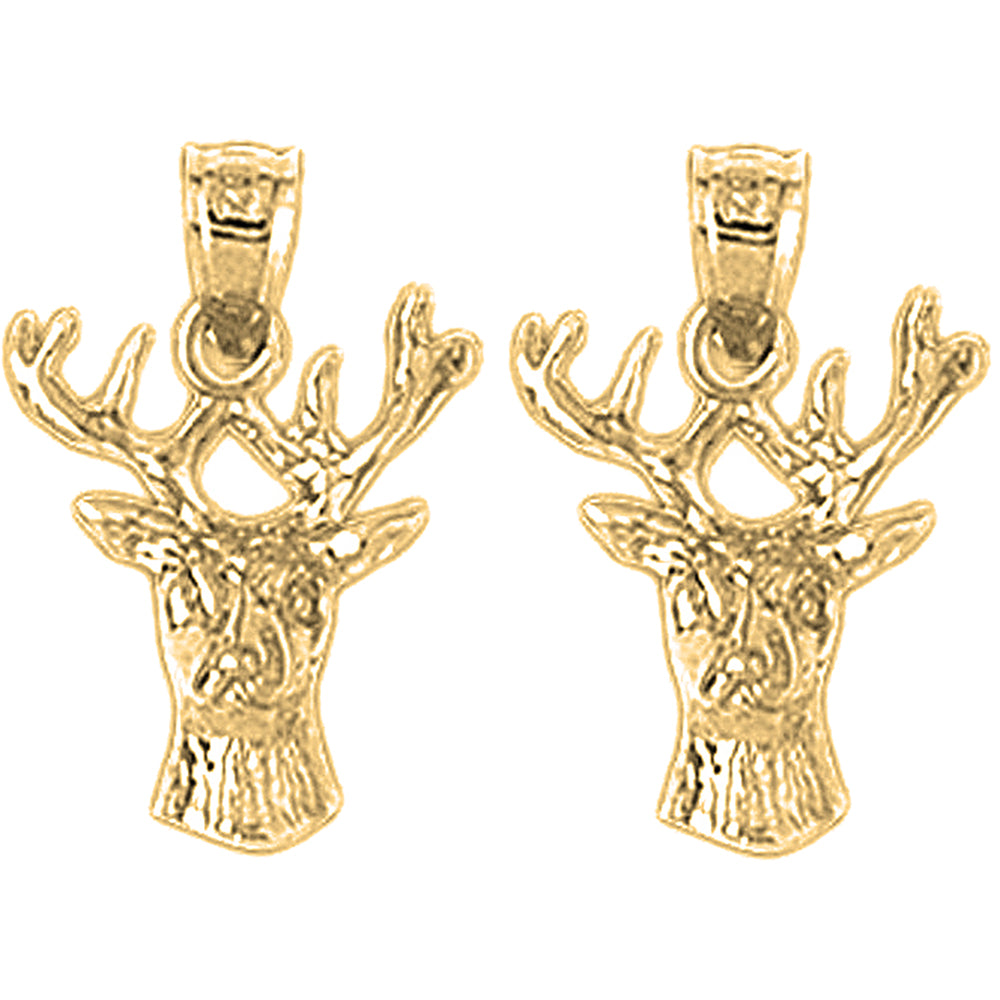 Yellow Gold-plated Silver 21mm Deer Earrings