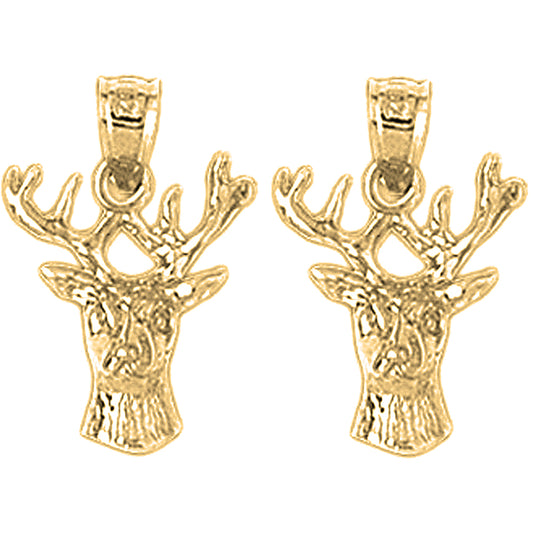 Yellow Gold-plated Silver 21mm Deer Earrings