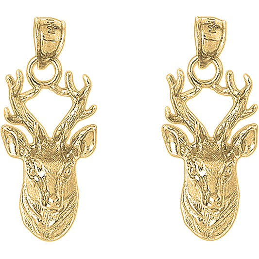Yellow Gold-plated Silver 36mm Deer Earrings