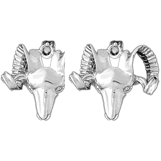 Sterling Silver 21mm Ram Earrings