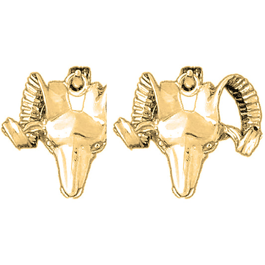 Yellow Gold-plated Silver 21mm Ram Earrings