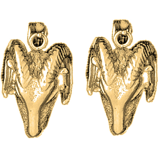 Yellow Gold-plated Silver 22mm Ram Earrings