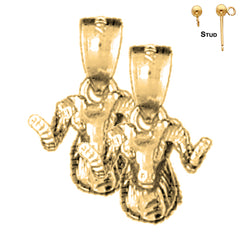 Sterling Silver 15mm Ram Earrings (White or Yellow Gold Plated)