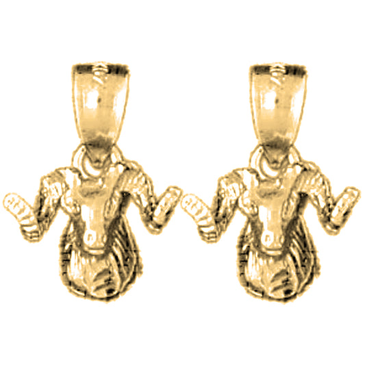 Yellow Gold-plated Silver 15mm Ram Earrings