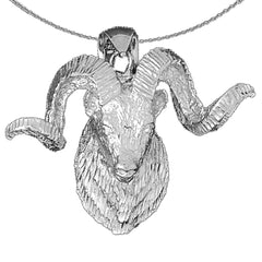 Sterling Silver Ram Pendant (Rhodium or Yellow Gold-plated)
