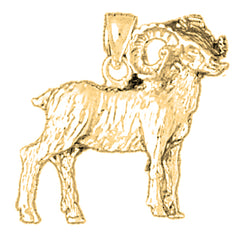 Sterling Silver 3D Ram Pendant (Rhodium or Yellow Gold-plated)