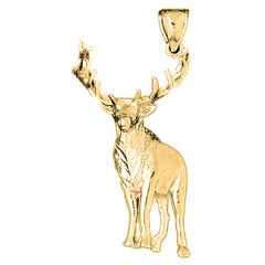 Yellow Gold-plated Silver Elk Pendant