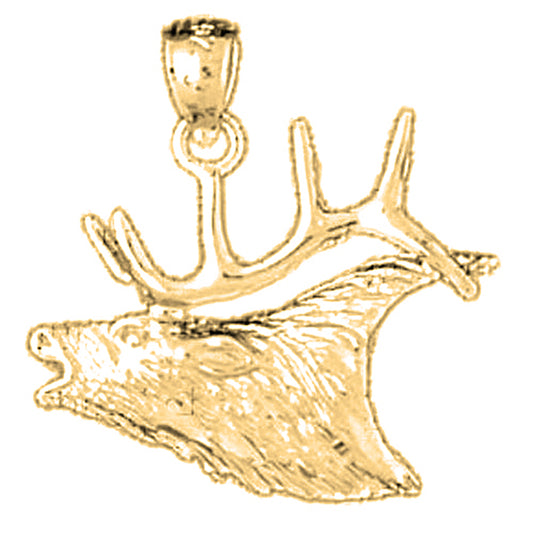 Yellow Gold-plated Silver Elk Pendant