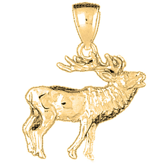 Yellow Gold-plated Silver Elk Pendant