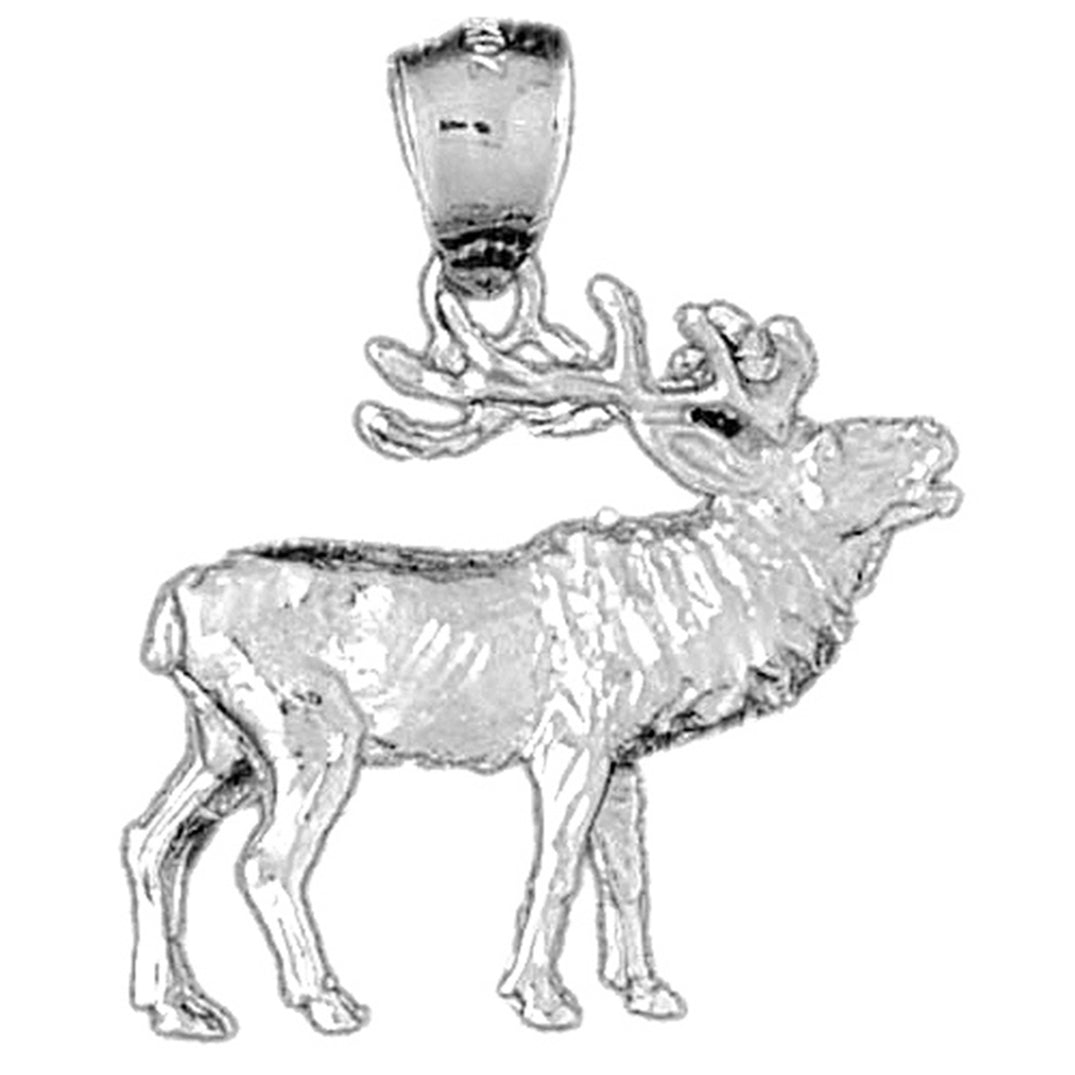 Sterling Silver 3D Elk Pendant