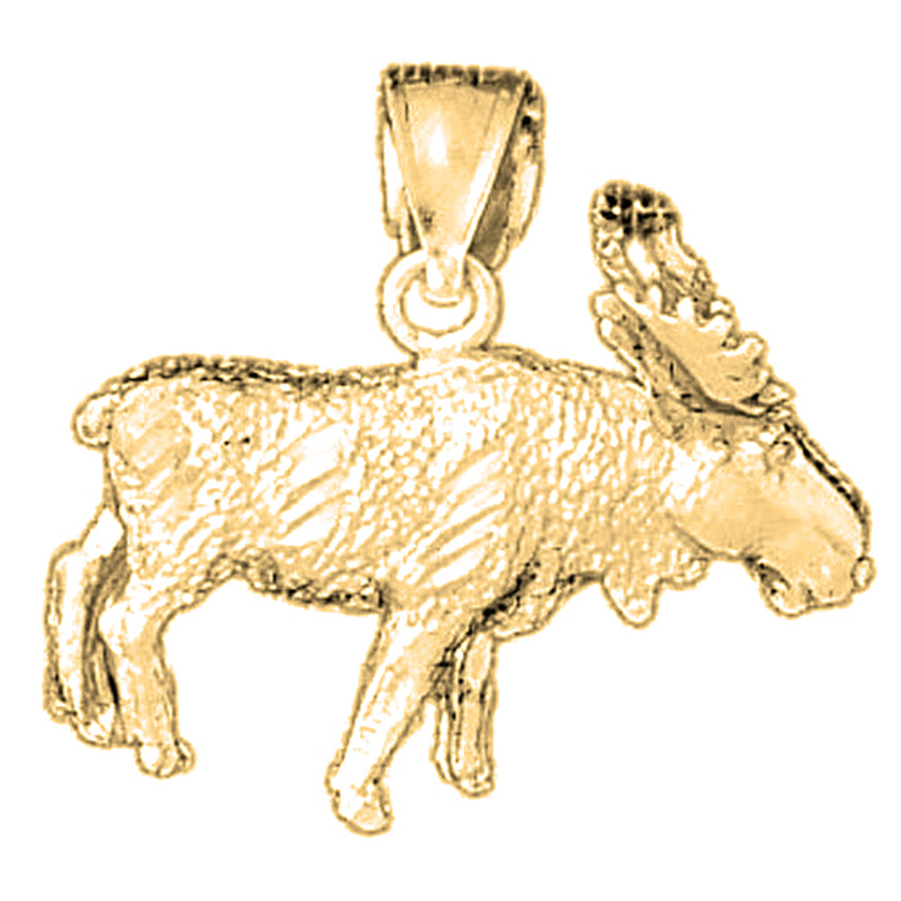 Yellow Gold-plated Silver 3D Moose Pendant