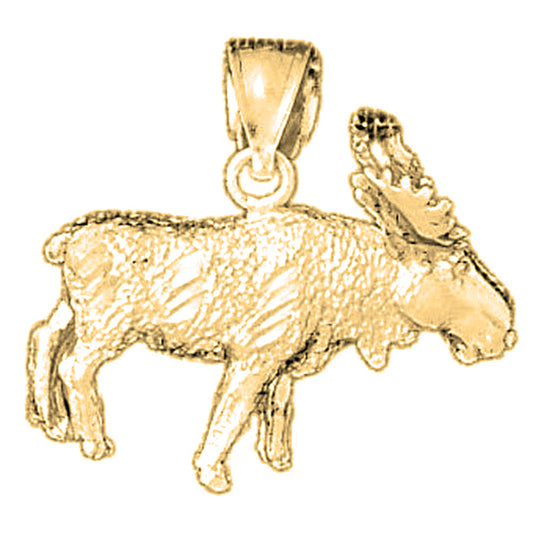 10K, 14K or 18K Gold 3D Moose Pendant