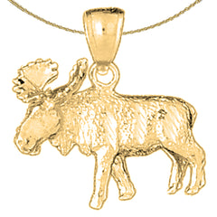 Sterling Silver Moose Pendant (Rhodium or Yellow Gold-plated)
